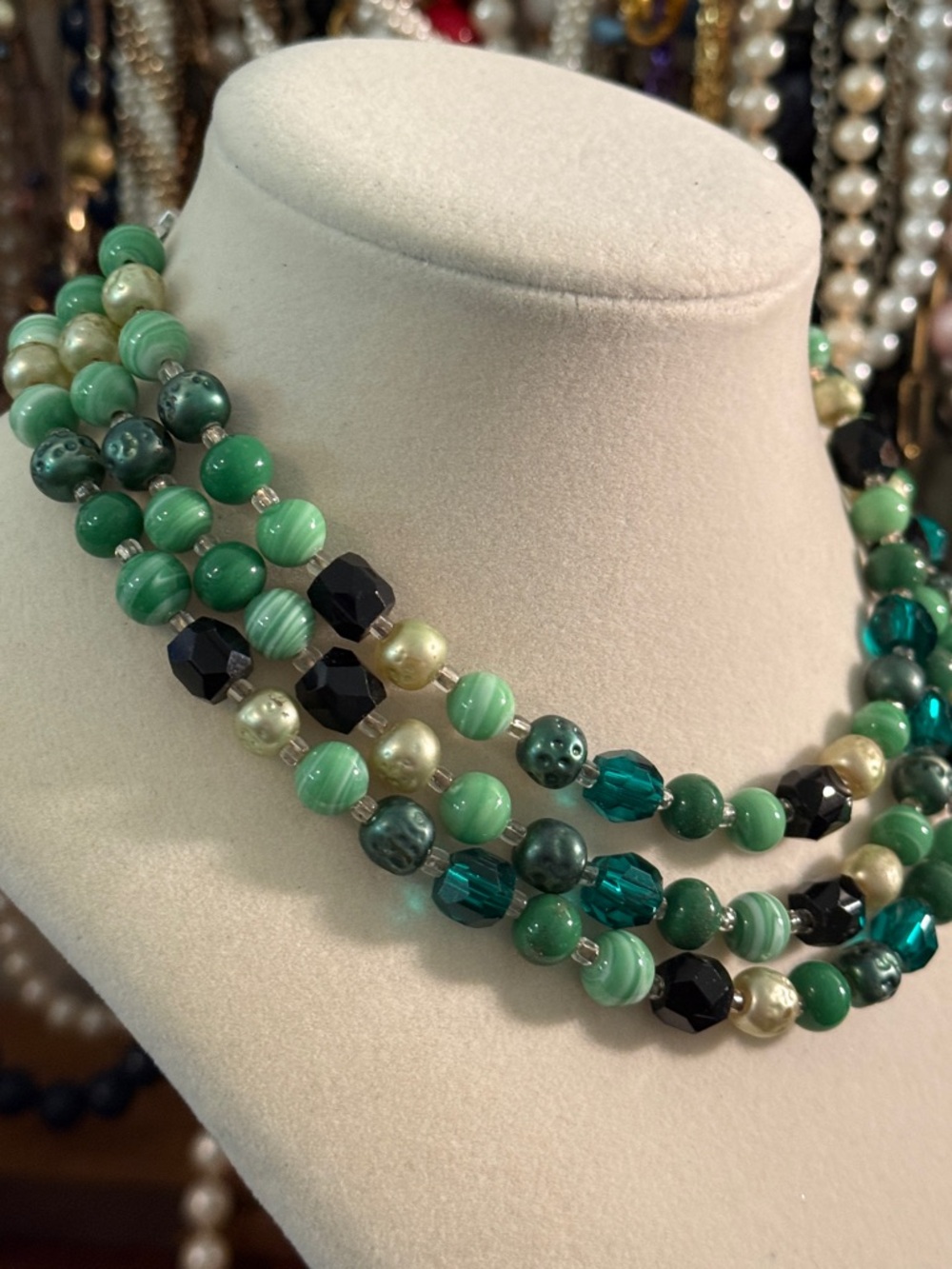 Mixed Bead Glass Pearl and Acrylic Necklace - Picture 3 of 5